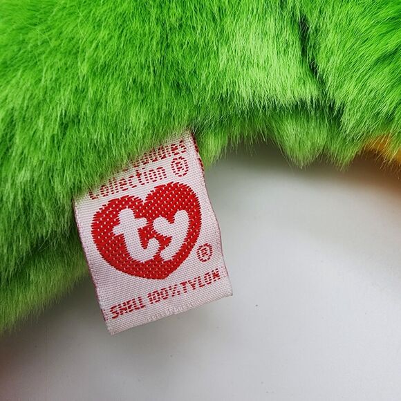 Ty Beanie Buddy Smoochy Frog Plush 12" Hard Eyes Green Stuffed Animal Toy 1998 - Picture 8 of 10